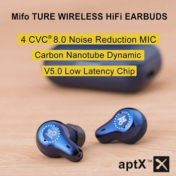 Mifo O7 Ægte Trådløse Bluetooth Øretelefoner 5.0 Kulstof Nanorør Dynamiske Hovedtelefoner APTX Noise Cancelling TWS Øretelefoner med 4 Mikrofoner
