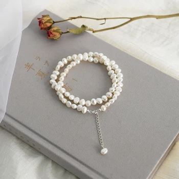 ASHIQI Naturlige Ferskvands Perle Choker Halskæde Barok perle Smykker til Kvinder bryllup 925 Sølv Engros Smykker Gave