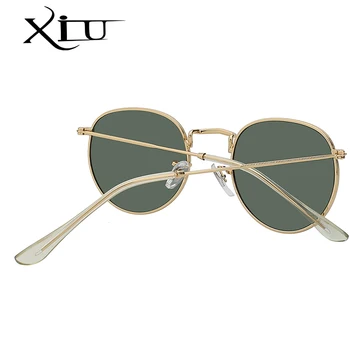 XIU Oval Fæles Metal Solbriller Mænd Kvinder Brand Designer Mirror Linse Sol Briller, Retro Vintage Luksus Kvalitet Oculos UV400