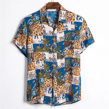 Blomstret Skjorte Mænd Kort Ærme Hawaii Skjorter 2020 Sommeren Afslappet Hawaii-Skjorte Herre Sommeren Nye Fancy Trykt Stranden Shirts Løs