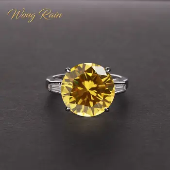 Wong Regn Vintage 925 Sterling Sølv Citrin Ædelsten Birthstone Bryllup Engagement Diamanter Ring Fine Smykker Engros