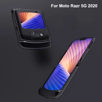 For Moto rola Razr 5G Tilfælde Carbon lodning Læder Flip Cover Til Moto Razr 5G 2020 Version Tilbage Tilfældet For Moto Razr