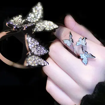 HUAMI Butterfly Ringe til Kvinder Justerbar Ring Finger Åben Ins Mode Smykker, Guld Farve Anillos Para Mujer Gave