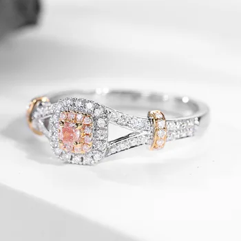 Ægte 925 Sterling Sølv Ring 5A klar & rosa CZ Zirconia Bryllup Smykker brand Engagement Ringe for Kvinder Gave