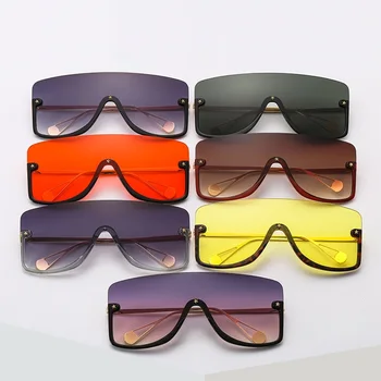 Tendenser Skjold Overdimensionerede Solbriller Mode Brand Mænd Kvinder Halvdelen Ramme Stjernede Square Solbriller En Integreret Brillerne 2020 Ny