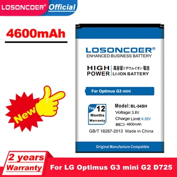 4600mAh BL-54SH Til LG Optimus G3 mini G2 Batteri D725 D722 D728 D729 D22 F300 F260 D410 P698 F320 BL-54SG g3s mini B2MINI H522Y