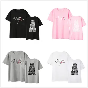 KPOP StrayKids T-shirt Omstrejfende børn medlemmer Shirt FELIX MINHO JISUNG WOOJIN Tee Bomuld koreanske version Unisex Top