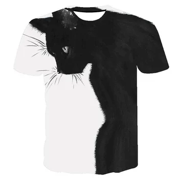 2020 Ny T-Shirt Unisex Sjove 3D-Animalske Kat Print T-Shirt Til Kvinder, Mænd Casual Sommer Tee Top-kortærmet Tshirt Camisas Mujer