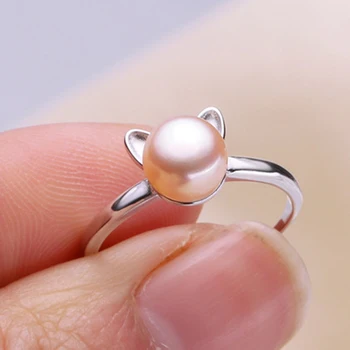 ASHIQI Ægte 925 Sterling Sølv Ring for Kvinder Naturlige Ferskvands Perle Smykker Gave