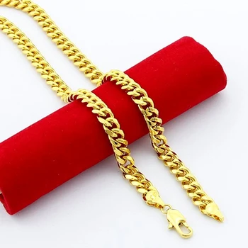 Rent guld farve mænds kæde halskæde smykker,24k Guld GP 6mm bred kabel kæde halskæde til mænd 20