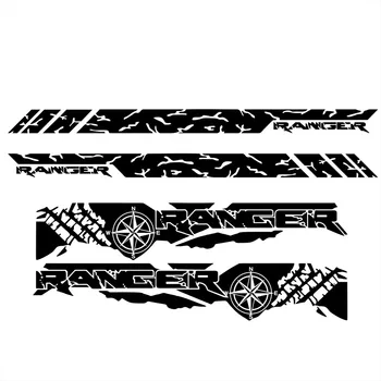 Mode spottet bildøren side nederdel stribe grafisk vinyl klistermærke til Ford Ranger kuffert dæk grafisk bil dekoration tilbehør