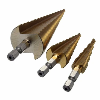 3pcs Hss Stål Titanium Trin Bor Hoved 4-32mm 4-12mm 4-20mm Kegle Skærende Værktøj til Træbearbejdning Metal Bore-Bore Bit Sæt
