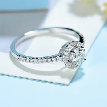 Kuololit Naturlige Diamanter 10K hvid guld Ring for Kvinder Runde diamanter Løfte ring for et Engagement bryllup brude gave til hende