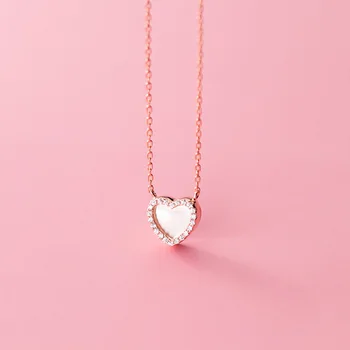 INZATT Ægte 925 Sterling Sølv shell Hjertet Choker halskæder For Mode Kvinder Part Zircon Fine Smykker Søde Tilbehør