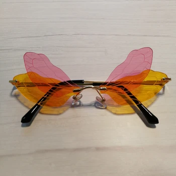 QPeClou 2020 Nye Mode Flerfarvet Dragonfly Wings Solbriller Kvinder Viser Exaggerative Part Sol Briller Kvindelige Sjove Nuancer