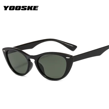YOOSKE Vintage Cat Eye Solbriller Kvinder Mode Brand Designer Brand Designer 90'erne Sol Briller Ladeis Goggle Nuancer UV400