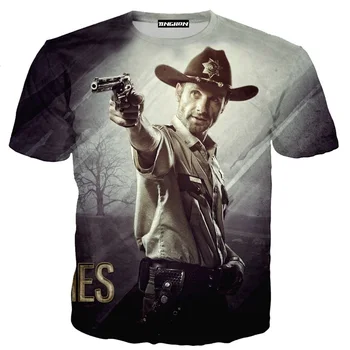 XS-7XL 3D Kort-Langærmet kortærmet T-Shirt Horror TV-Serien The Walking Dead T-Shirt Animationsfilm Gunfight Kampen Walking Dead Tank Shirt 01