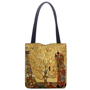 Nye Gustav Klimt trykt lærred totalisatorspil taske bekvem shopping taske kvinde bag studerende taske Tilpasset dit billede