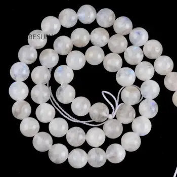 6/8/10/12mm Naturlige Perle Blå Flash Månesten Perler Til Smykker at Gøre Diy Glitter Løse Perler Armbånd Charms Håndværk, Engros