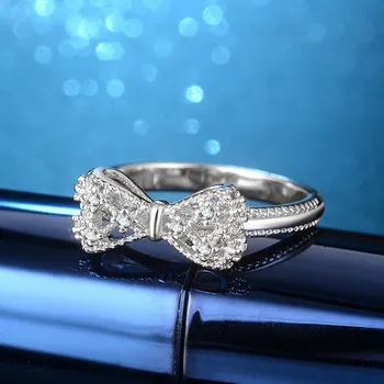 CC Ringe Til Kvinder S925 Sølv Bue-knude Cubic Zirconia Fine Smykker Dejlige Brude Bryllup Tilbehør Drop Shipping CC3181