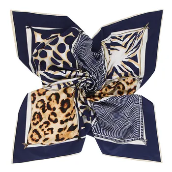 2020 Nye Luksus Mærke Twill Silke Tørklæde med Leopard Plaid Print Kvinder Tørklæde Bandana 100cm-Pladsen Tørklæder Kvindelig Hijab Foulard Turban