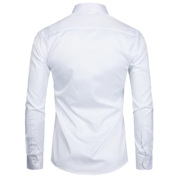 Hvid Business-Skjorte Mænd Mode Slim Fit langærmet Soild Casual Skjorter Herre Arbejder Kontor Slid Shirt Med Lomme S-8XL