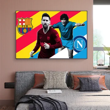 Messi og Diego Maradona Plakat fodboldspiller Kunst Maradona Billede, Print på Lærred, Plakat og Print for Living Room Dekoration