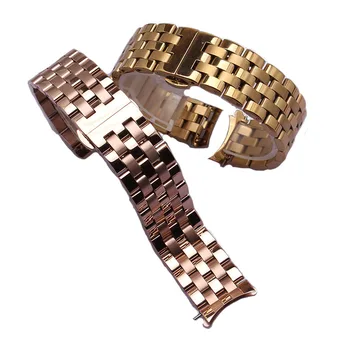 Guld Farve Rustfrit stål Watchbands Rem 16mm 18mm 19mm 20mm 21mm 22mm 24mm Solid Links Butterfly spænde for Herre Armbåndsur
