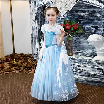 YOFEEL Prinsesse Børn Elsa Kjole Piger Cosplay Kostume Med Kappe Pailletter Snow Queen Elza Kjole Barn Halloween Party Girl Kjole