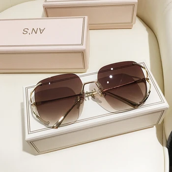 MS Nye Luksus Dekoration Klassiske Briller Kvinder Plus Uindfattede Solbriller Originale Mærke Designer Unisex solbriller Mode