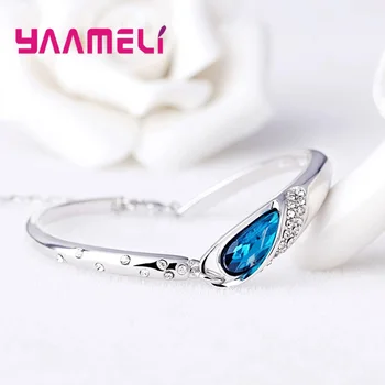 Nye Ankomst Kvinde Mode 925 Sterling Sølv Glas Sko Krystal Armbånd Til Bryllup/Forlovelsesfest Smykker Gaver