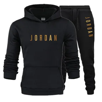2-piece sportstøj til mænd hooded sweatshirt + bukser hooded pullover sportstøj, der passer casual mænds tøj størrelse S-3XL