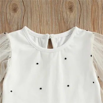 2021 lille Barn Kontrast Farve i To stykker Girl ' s O-neck langærmet Denim Skjorte Korte Bukser Baby, Spædbarn Tøj Sæt