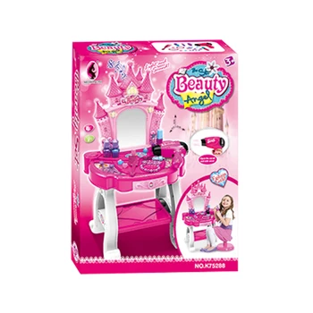 17Pcs Børnene lege, Spille Romantiske Slot toiletbord Legetøj med Lys og Lyd gør op legetøj til piger Fødselsdag gaver - Blå