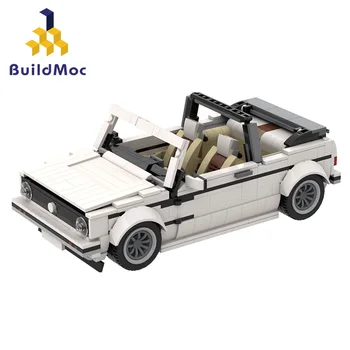 BuildMoc Skaberen Technic Mini Cabriolet Sport Grå Hvid Sort byggesten Super racerbil Passer Mursten kids legetøj Gaver drenge