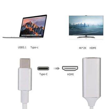 USB-C-Type-C 3.1 til HDMI 4K-60Hz-Adapter, Thunderbolt-3 Kompatibel