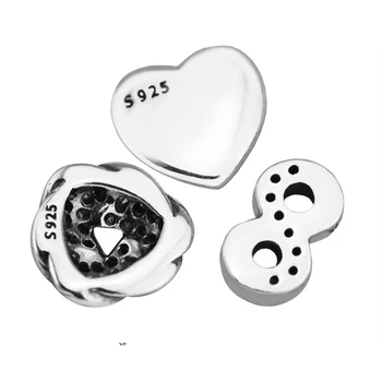 Uendelig Kærlighed Petites Pack Charms 925 Sterling Sølv Smykker, Kvinder Perler til gør det selv-Flydende Medaljon Halskæder