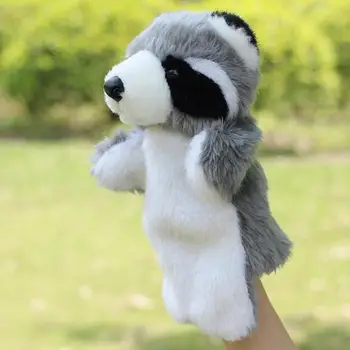 RCtown Børn Blød Plys Racoon Hund Form Hånddukke Interaktivt Legetøj