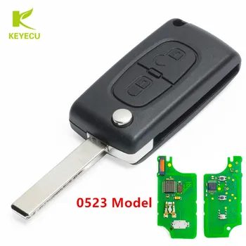 KEYECU 2 Flip-Knappen Fjernbetjening Bil Key Fob 433MHz Elektroniske ID46 for Peugeot 307 308 407 CE0523 Model