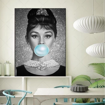 Lærred Maleri Udskriver Audrey Hepburn Slag blå bobler Citater Væg Kunst, Plakater Væg Billeder til Strøelse Værelses Hjem Indretning
