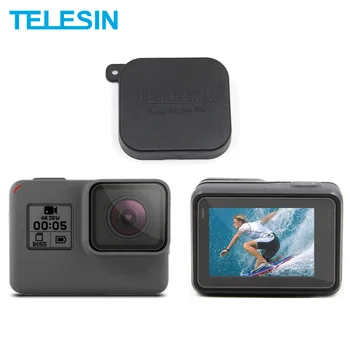 TEELSIN 2stk Hærdet Glas Skærm + Linse Beskyttere Film Dække med Silikone objektivdækslet er Sat til GoPro Hero 5 6 7 Black