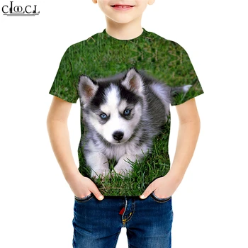Kæledyr Hund Husky T-Shirt Afslappet Baby Dreng 3D-Print Animal T-Shirts Pige Børn Træningsdragt Harajuku Streetwear Børn Pullovere B339