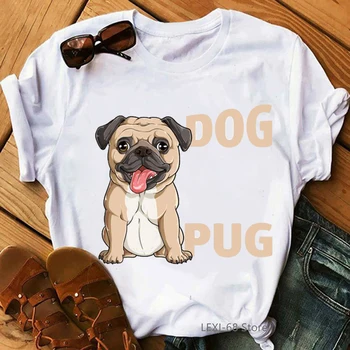 Mops hund dyreprint tshirt kvinder Labrador Hjertet Valentinsdag Gaver for Hunde-Elskere t-shirt femme sjove vogue kvindelige t-shirt