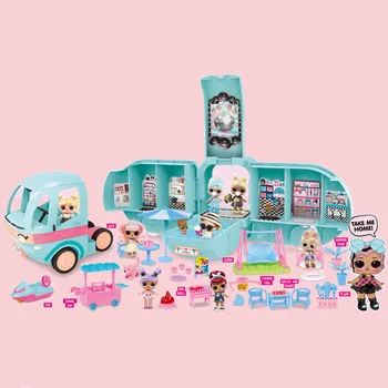 Original LOL Overraskelse Dukker DIY-2-i-1 Bus GLAMPER Toy Lol Dukke Play House Spil L. O. L OVERRASKELSE Legetøj til Piger Fødselsdag Gaver