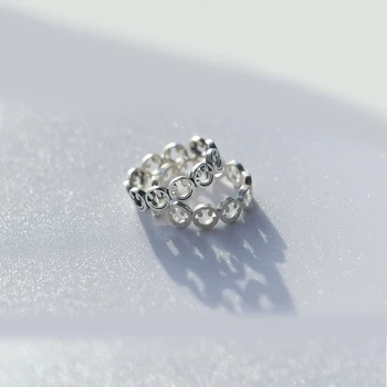 XIYANIKE 925 Sterling Sølv Hule Smiley Ring Åbning Justerbar Ring Index Finger Ring For Kvinder Mode Bryllup Gave VRS2418