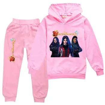 Disney Efterkommere 3 Kids Sweatshirt Trøjer Bukser Sæt 2stk Print Baby Piger Hættetrøjer Descendants3 Børn Tegnefilm Tøj