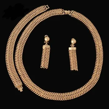 Nye Vintage Smykker Sæt Afrikansk Perle Perler Statement Halskæde Øreringe Armbånd Ring Kvinder Bryllup Fest Tilbehør