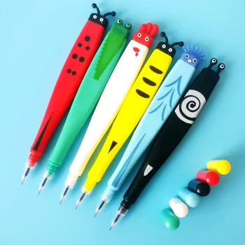 6stk/set tegnefilm neutral gel pen sort refill nål, pen for studerende søde 0,5 mm gel pen skolens kontor forsyning kreative papirvarer