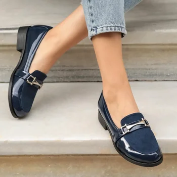 Mio Gusto Mærke Bernice Bordeaux og Navy-blå Farver i Høj Kvalitet Oxford Komfort Kvinder 's Flade Sko , sko til kvinder 2020 , designer sko , flade sko damer