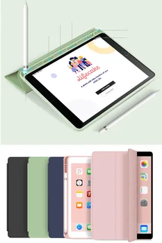 For Nye iPad 10,2 tommer 7th Gen 2019 Tilfældet Med Blyant Indehaveren , Slank Tri-fold PU Læder Smart Cover har vågne op søvn